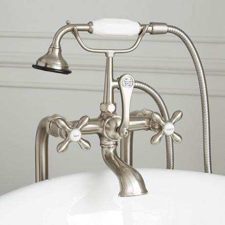 Freestanding Telephone Tub Faucet, Supplies & Valves - Cross Handles