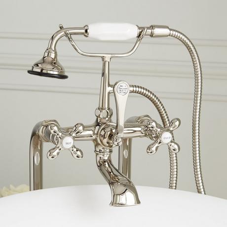 Freestanding Telephone Tub Faucet, Supplies & Valves - Cross Handles