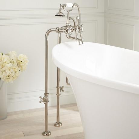 Freestanding Telephone Tub Faucet, Supplies & Valves - Cross Handles