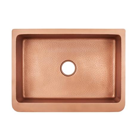 30" Raina Single Bowl Copper Farmhouse Sink - Smooth Exterior/Hammered Interior - Antique Copper
