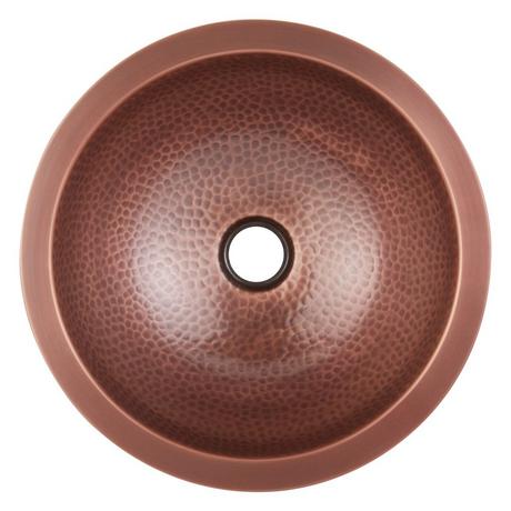 14" Rozel Undermount Round Hammered Copper Sink