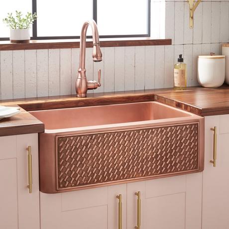 30" Weave Design Copper Farmhouse Sink