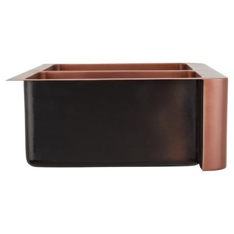 33" Aberdeen 60/40 Offset Double-Bowl Copper Farmhouse Sink - Small Bowl Left