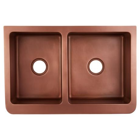 33" Aberdeen 60/40 Offset Double-Bowl Copper Farmhouse Sink - Small Bowl Left