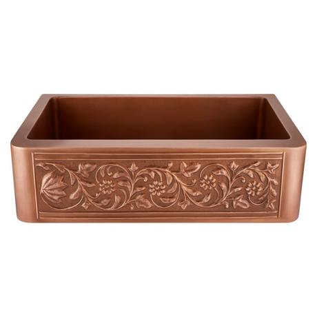 33" Vine Design Copper Farmhouse Sink