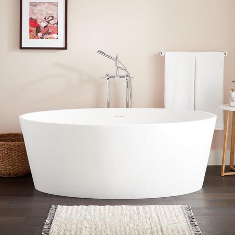 63" Lesa Solid Surface Freestanding Tub - Matte Finish