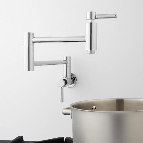 Contemporary Retractable Wall-Mount Pot Filler Faucet