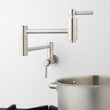 Contemporary Retractable Wall-Mount Pot Filler Faucet