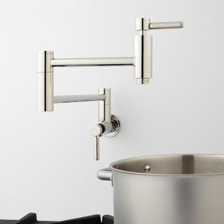 Contemporary Retractable Wall-Mount Pot Filler Faucet