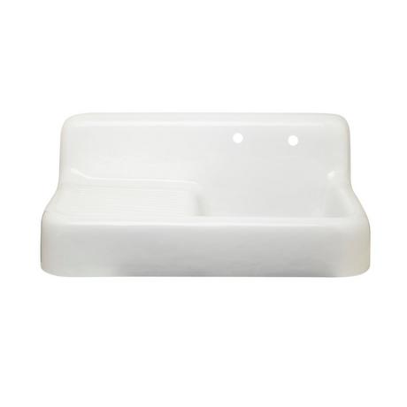 42" Cast Iron Wall-Hung Kitchen Sink With Drainboard