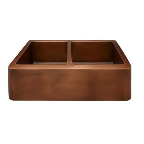35" Aberdeen Double-Bowl Copper Farmhouse Sink