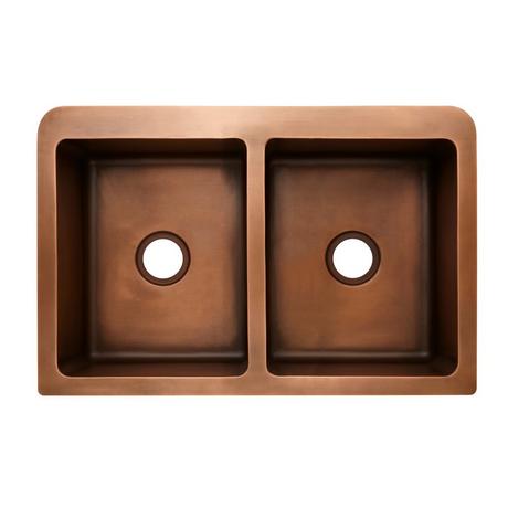 35" Aberdeen Double-Bowl Copper Farmhouse Sink