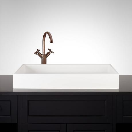 28" Cosima Rectangular Matte Solid Surface Vessel Sink