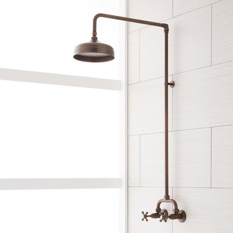 Baudette Exposed Pipe Wall-Mount Shower With Rainfall Shower Head