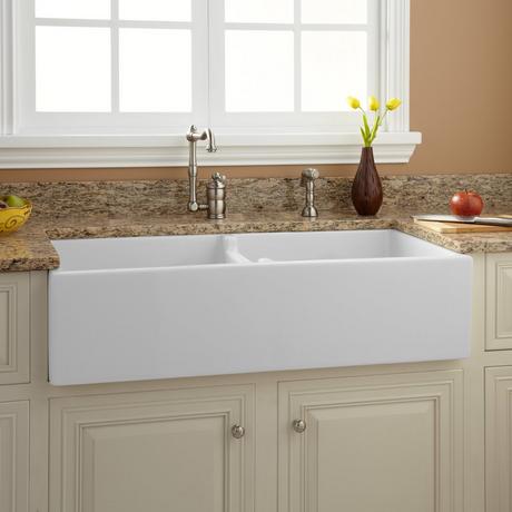 39" Risinger Double-Bowl Fireclay Farmhouse Sink - White