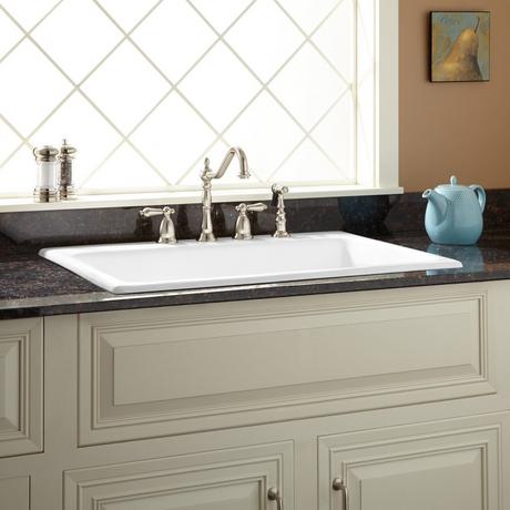 33" Palazzo Cast Iron Drop-In Kitchen Sink - White