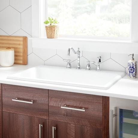 36" Frattina Cast Iron Drop-In Kitchen Sink - White