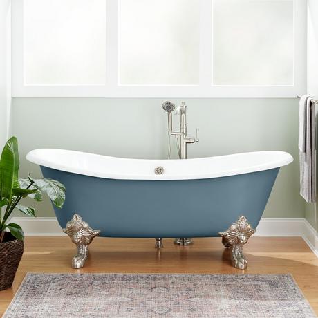 72" Lena Cast Iron Tub - Slate Blue - Monarch Feet