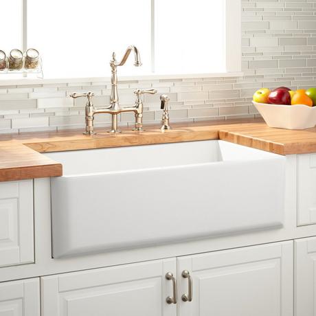 33" Grigham Fireclay Farmhouse Sink - White