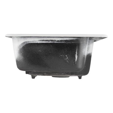 33" Elgin 60/40 Offset Double-Bowl Cast Iron Drop-in Kitchen Sink - Single Hole - White