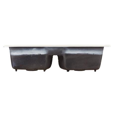 43" Selkirk Double-Bowl Cast Iron Drop-in Kitchen Sink - 8" Widespread - Biscuit