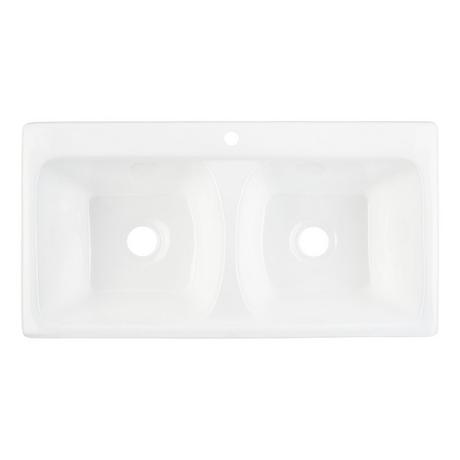 43" Selkirk Double-Bowl Cast Iron Drop-in Kitchen Sink - White