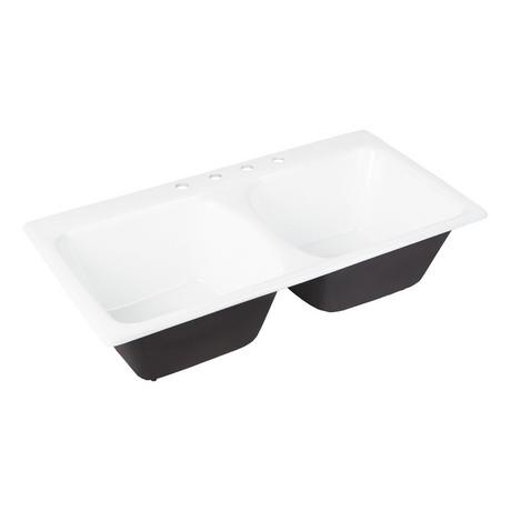 43" Selkirk Double-Bowl Cast Iron Drop-in Kitchen Sink - White