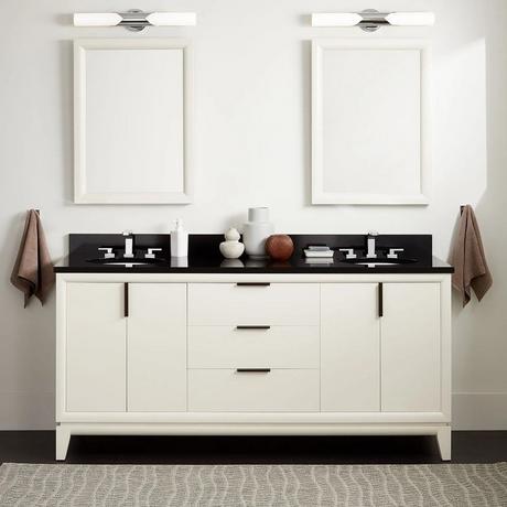 72" Talyn Mahogany Double Vanity for Undermount Sinks - Soft White