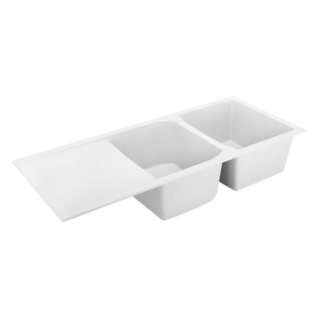 46" Tansi Double-Bowl Drop-In Sink with Drain Board - Cloud White