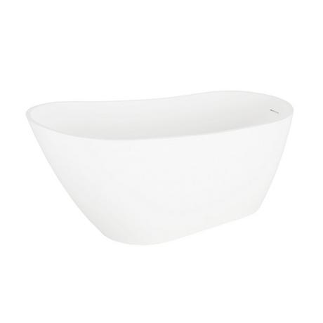 66" Sheba Solid Surface Freestanding Tub - Integral Overflow & White Drain - Matte Finish