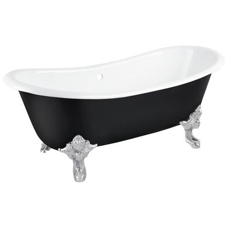 72" Lena Cast Iron Clawfoot Tub - Black - Monarch Imperial Feet