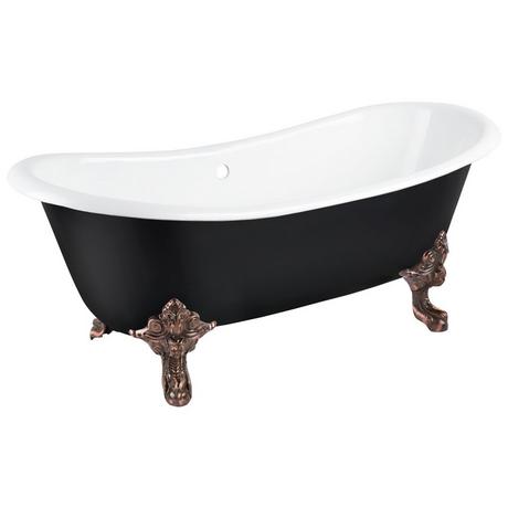 72" Lena Cast Iron Clawfoot Tub - Black - Monarch Imperial Feet