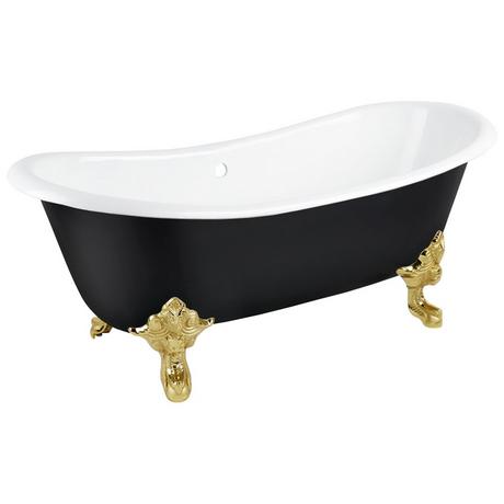 72" Lena Cast Iron Clawfoot Tub - Black - Monarch Imperial Feet