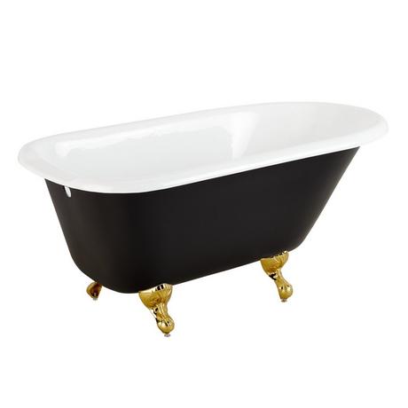 54" Miya Cast Iron Clawfoot Tub - Black - Ball & Claw Feet