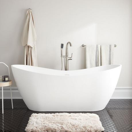 67" Sheba Solid Surface Freestanding Double Slipper Tub - Matte Finish