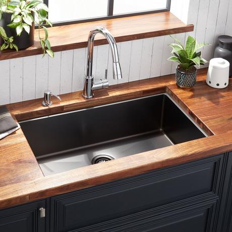32" Atlas Stainless Steel Undermount Kitchen Sink - Gunmetal Black