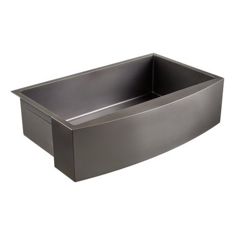 36" Atlas Stainless Steel Farmhouse Sink - Curved Apron - Gunmetal Black