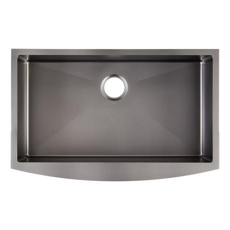 36" Atlas Stainless Steel Farmhouse Sink - Curved Apron - Gunmetal Black