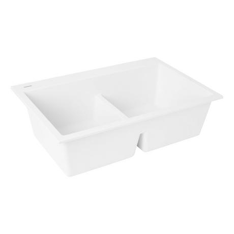33" Algren Double-Bowl Drop-In Granite Composite Sink - Cloud White