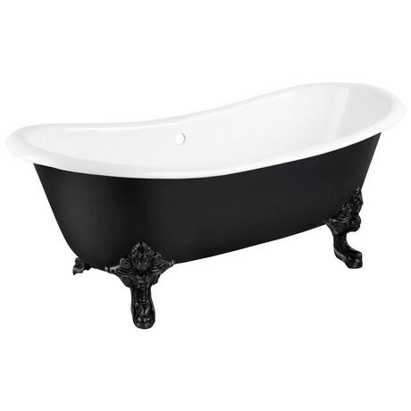72" Lena Cast Iron Clawfoot Tub - Black - Monarch Imperial Feet