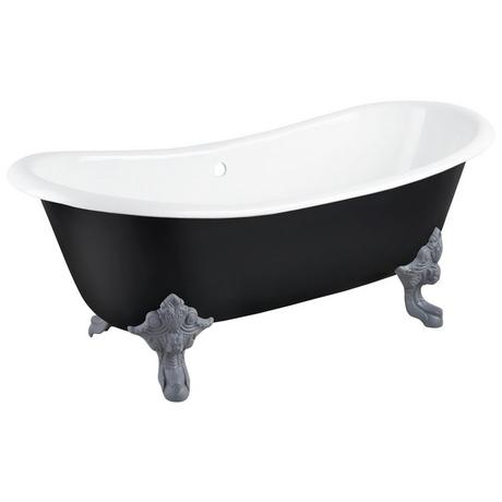 72" Lena Cast Iron Clawfoot Tub - Black - Monarch Imperial Feet