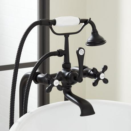 Freestanding Telephone Tub Faucet, Supplies & Valves - Cross Handles