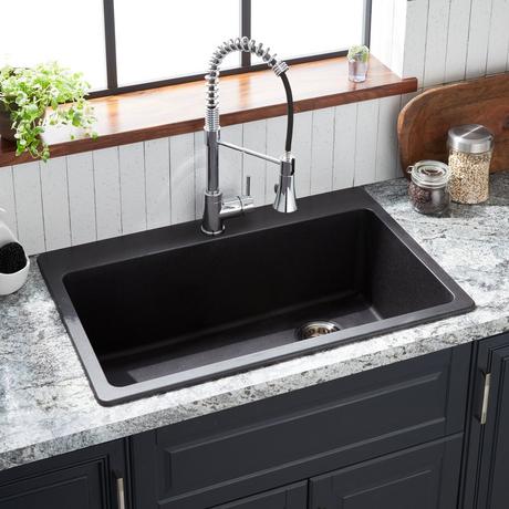 33" Totten Granite Composite Drop-In Kitchen Sink - Black