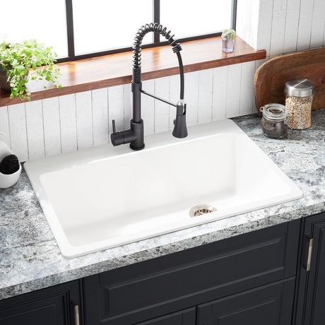 33" Totten Granite Composite Drop-In Kitchen Sink - White