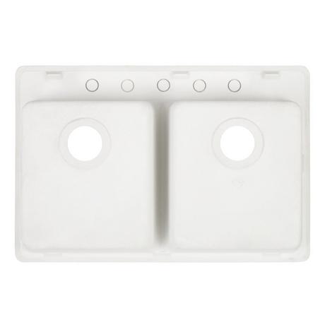 33" Totten Double-Bowl Granite Composite Drop-In Kitchen Sink - White