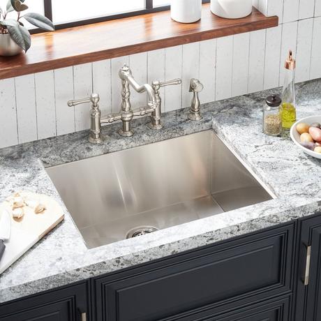 25" Sitka Stainless Steel Undermount Kitchen Sink - 4-Hole