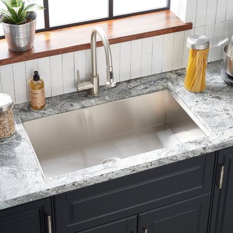 33" Sitka Stainless Steel Undermount Kitchen Sink - Single-Hole