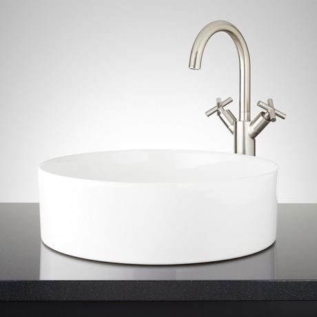 Hibiscus White Round Fireclay Vessel Sink