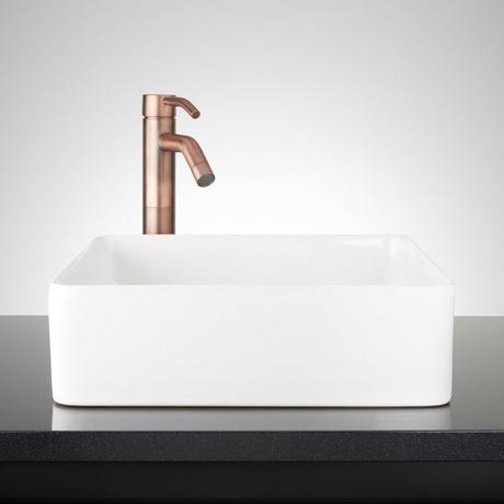 Hibiscus White Square Fireclay Vessel Sink