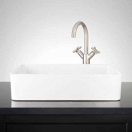 Hibiscus White Rectangular Fireclay Vessel Sink